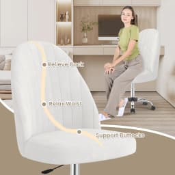 Small Swivel Makeup Vanity Chair Velvet Dressing Table Chairs Comfy Desk Chairs for Bedroom/Home Office Salon Study Stool