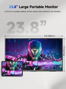 UPERFECT 23.8” 120Hz Portable Computer Monitor 1080P HDR FreeSync Mountable Gaming Display W/ 180° Adjustable Stand USB-C HDMI