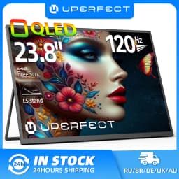UPERFECT 23.8” 120Hz Portable Computer Monitor 1080P HDR FreeSync Mountable Gaming Display W/ 180° Adjustable Stand USB-C HDMI