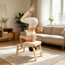 Yoga Headstand Bench Stool, Inversion Chair for Beginners, Home Yoga Training Equipment with Detachable Block