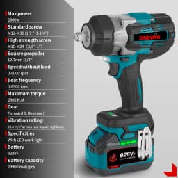 ONEVAN 2800N.M Brushless Cordless Electric Impact Wrench High Torque Screwdriver Drill Power Tool For Makita 18V Battery Pin