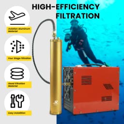 TUDIVING-Water Oil Separator Molecular Sieve Diving Separator with Explosion-Proof Valve,Air Compressor Diving Tank Filter