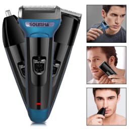 Solimpia 3-in-1 Electric Shaver Men‘s USB Rechargeable Double Blade Pop-Up Powerful Motor Beard Nose Hair Trimmer Floating Head
