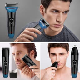 Solimpia 3-in-1 Electric Shaver Men‘s USB Rechargeable Double Blade Pop-Up Powerful Motor Beard Nose Hair Trimmer Floating Head