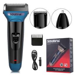 Solimpia 3-in-1 Electric Shaver Men‘s USB Rechargeable Double Blade Pop-Up Powerful Motor Beard Nose Hair Trimmer Floating Head