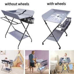Foldable Baby Changing Table with Storage Portable Diaper Station Nursery Organizer 55 lbs Capacity for Infants 0-12 Months