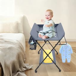Foldable Baby Changing Table with Storage Portable Diaper Station Nursery Organizer 55 lbs Capacity for Infants 0-12 Months