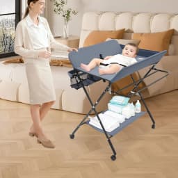 Foldable Baby Changing Table with Storage Portable Diaper Station Nursery Organizer 55 lbs Capacity for Infants 0-12 Months