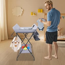 Foldable Baby Changing Table with Storage Portable Diaper Station Nursery Organizer 55 lbs Capacity for Infants 0-12 Months