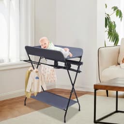 Foldable Baby Changing Table with Storage Portable Diaper Station Nursery Organizer 55 lbs Capacity for Infants 0-12 Months