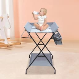 Foldable Baby Changing Table with Storage Portable Diaper Station Nursery Organizer 55 lbs Capacity for Infants 0-12 Months