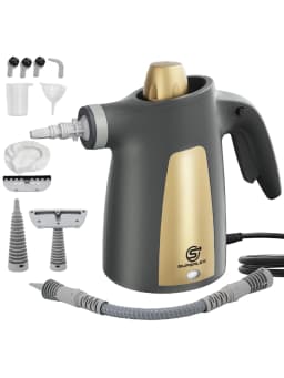 SUPERLEX Handheld Steam Cleaner 1050W 12-In-1 Multi Purpose Portable Steam Cleaning Machine, 350ML Tank High Temperature Chemical-Free Steamer with 12 Piece Accessories, For Kitchen Sofa Carpet Window Home & Car Deep Cleaning