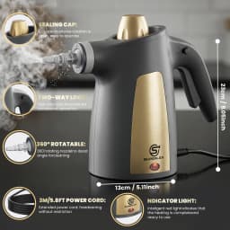 SUPERLEX Handheld Steam Cleaner 1050W 12-In-1 Multi Purpose Portable Steam Cleaning Machine, 350ML Tank High Temperature Chemical-Free Steamer with 12 Piece Accessories, For Kitchen Sofa Carpet Window Home & Car Deep Cleaning