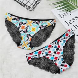 Fashion Women's Sexy Lace Panties Seamless Underwear Leopard Ice Silk for Girl Bikini Cotton Crotch Transparent Lingerie