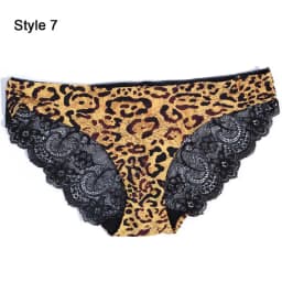 Fashion Women's Sexy Lace Panties Seamless Underwear Leopard Ice Silk for Girl Bikini Cotton Crotch Transparent Lingerie