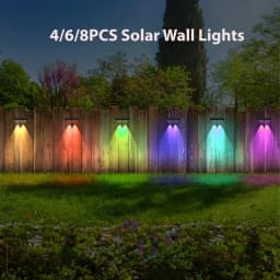 4/6/8PCS Solar Wall Lights Outdoor RGB LED Waterproof Garden Lights 3 Lighting Modes for Fence, Patio, Driveway