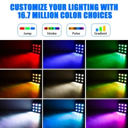 U'King 4PCS 9x10W LED Square Par Light 8CH DMX512 Sound Activated Remote Control Stage Effect Lighting for DJ Disco Bar Party