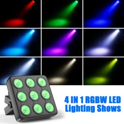 U'King 4PCS 9x10W LED Square Par Light 8CH DMX512 Sound Activated Remote Control Stage Effect Lighting for DJ Disco Bar Party