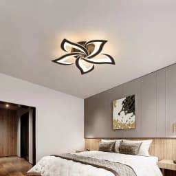 Modern Ceiling Lamps, 60W 6000LM Black 5 Heads Petals LED Ceiling Light, for Living Room, Bedroom,Warm White 3000K