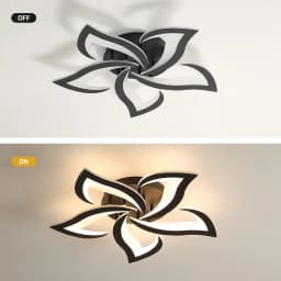 Modern Ceiling Lamps, 60W 6000LM Black 5 Heads Petals LED Ceiling Light, for Living Room, Bedroom,Warm White 3000K