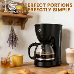 SUPERLEX 1.25L Electric Drip Coffee Machine 600 Power American Style Coffee Machine Convenient Water Window with Reusable Filter