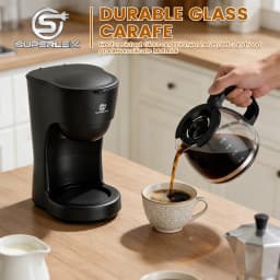 SUPERLEX 1.25L Electric Drip Coffee Machine 600 Power American Style Coffee Machine Convenient Water Window with Reusable Filter