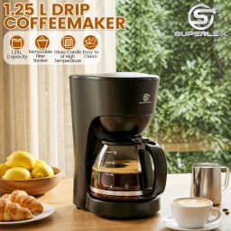 SUPERLEX 1.25L Electric Drip Coffee Machine 600 Power American Style Coffee Machine Convenient Water Window with Reusable Filter
