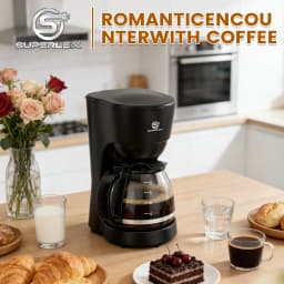 SUPERLEX 1.25L Electric Drip Coffee Machine 600 Power American Style Coffee Machine Convenient Water Window with Reusable Filter