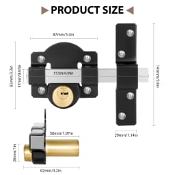 5 Keys 1 Set Sliding Door Lock Both Side Lock Door 50mm Long Throw Gate Lock Stainless Steel Security Lock for Yard,Garden Doors