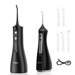 SEJOY Portable Electric Water Flosser Irrigator Dental Teeth Whitening strips 350ML Tank 5 Modes 5 Jet Tips For Home Travel