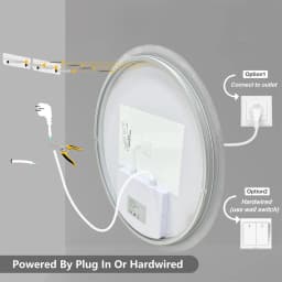 Round LED Bathroom Mirror with Lights, 20/24/32" Backlit Dimmable Anti-Fog Wall Mounted Vanity Mirror,Memory Function