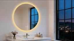 Round LED Bathroom Mirror with Lights, 20/24/32" Backlit Dimmable Anti-Fog Wall Mounted Vanity Mirror,Memory Function