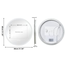 Round LED Bathroom Mirror with Lights, 20/24/32" Backlit Dimmable Anti-Fog Wall Mounted Vanity Mirror,Memory Function
