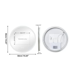 Round LED Bathroom Mirror with Lights, 20/24/32" Backlit Dimmable Anti-Fog Wall Mounted Vanity Mirror,Memory Function