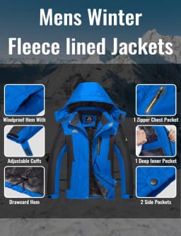 Winter Fleece Lining Parka Heavyweight Waterproof Mens Ski Snowboard Jackets Windproof Removable Hoodie Coats Casual Windbreaker
