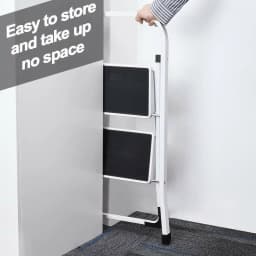 Folding Step Ladder for Home & Kitchen, 2 Step Ladder Anti-Slip Tread, Portable Metal Step Ladder, Easy to Store, 150kg Capacity