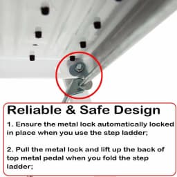 Folding Step Ladder for Home & Kitchen, 2 Step Ladder Anti-Slip Tread, Portable Metal Step Ladder, Easy to Store, 150kg Capacity