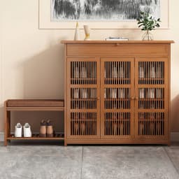 Voltsify Bamboo Entryway Storage Shoe Cabinet with Bench