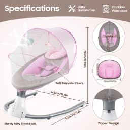 Pink Rocking Chair with USB Charging Port  for Breastfeeding, Living Room, Bedroom for 0-18 Months baby