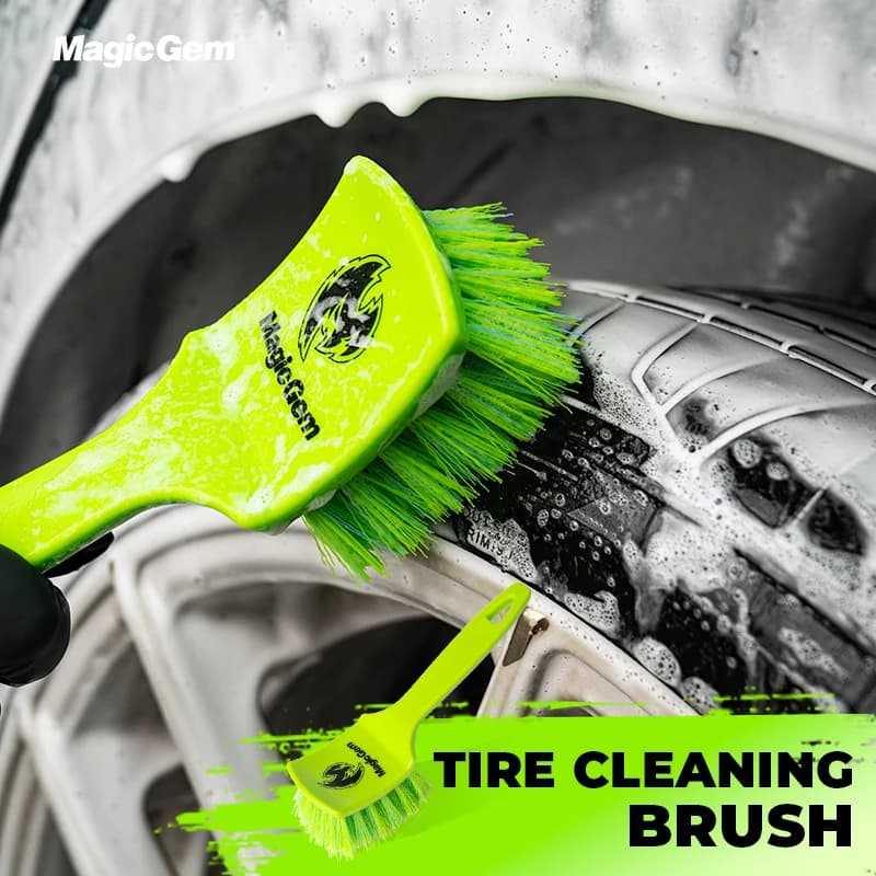 MAGIC GEM Tire Brushes for Cleaning Tires, Durable Car Wash Brush, Stiff Tire Scrub Brush for Car Detailing & Rubber Tire
