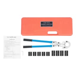 6T PEX Crimping Tool Set, 360° Rotatable Head Manual Scissor Type Crimper Pliers, 9 Molds for PEX/Copper/Aluminum Pipes