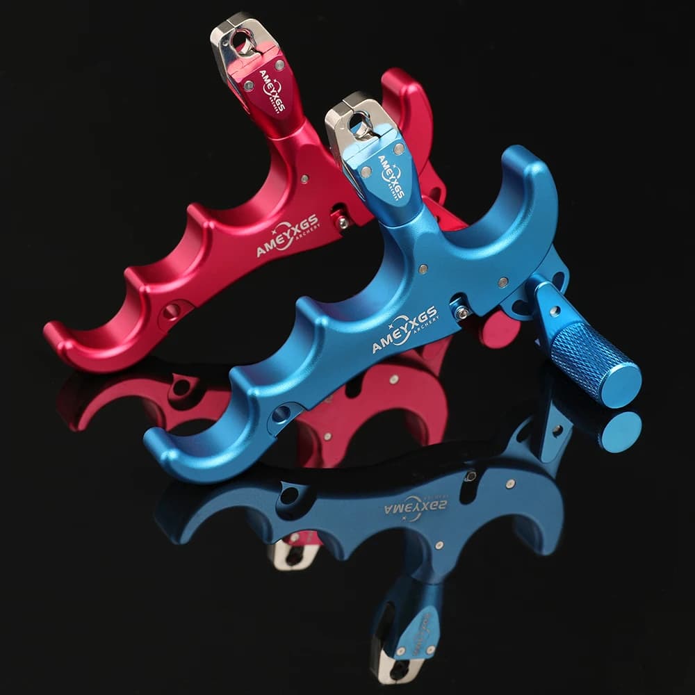 Archery Release Aids Grip Trigger 360° Rotate 4 Finger Compound Bow Thumb Caliper Shooting Trigger D Loop Archery Hunt