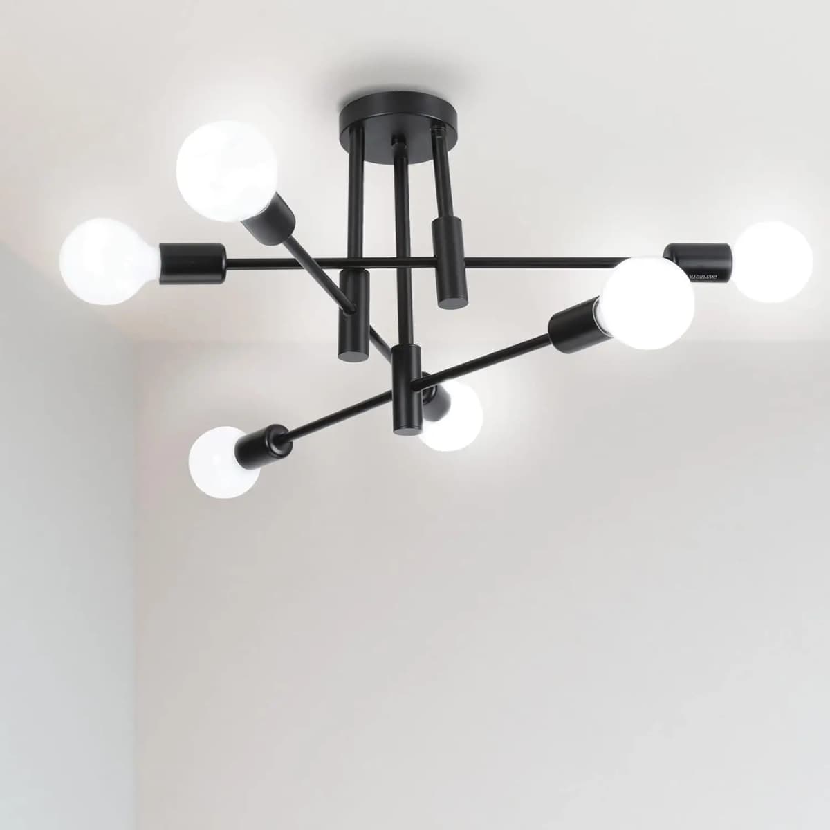 6 Lights E27 Base Ceiling Light,Modern Retro LED Pendant Lamp,Metal Lamp for Living Room,Bedroom,Hallway(Bulb not included)