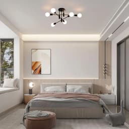 6 Lights E27 Base Ceiling Light,Modern Retro LED Pendant Lamp,Metal Lamp for Living Room,Bedroom,Hallway(Bulb not included)