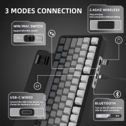 ATTACK SHARK X85 Wireless Mechanical Gaming Keyboard,TKL 82 Keys,Gasket Structure,Knob,RGB Hot Swappable Custom Keyboard