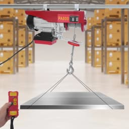 Bymaocar 1450W Electric Hoist, Electric Hoist With Wireless Control, 800kg Electric Hoist With Two Slings Uk Standard