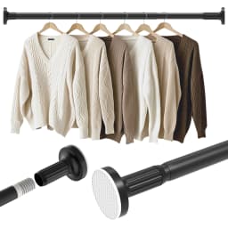Adjustable Telescopic Pole No Drill Hanging Rod with Rubber Pads for Wall Protection, Ideal for Wardrobe, Kitchen,bathroom