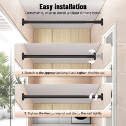Adjustable Telescopic Pole No Drill Hanging Rod with Rubber Pads for Wall Protection, Ideal for Wardrobe, Kitchen,bathroom