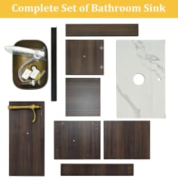 80/100/120CM Bathroom Vanities Sink Set Wall Mounted Floating Cabinet w/ Ceramic Basin Sintered Stone Top, Faucet and Hoses