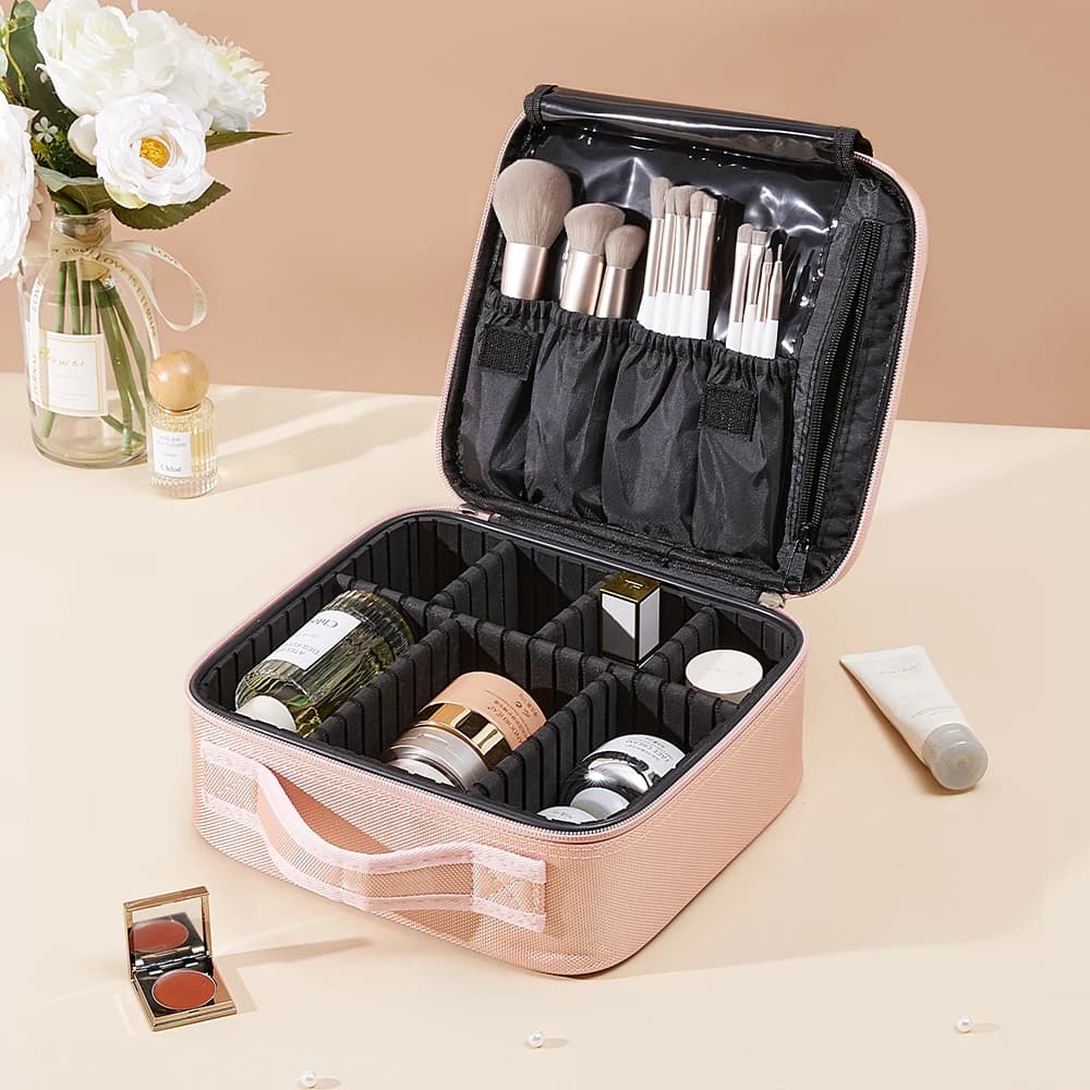 Voltsify Portable Waterproof Travel Makeup Bag with Dividers